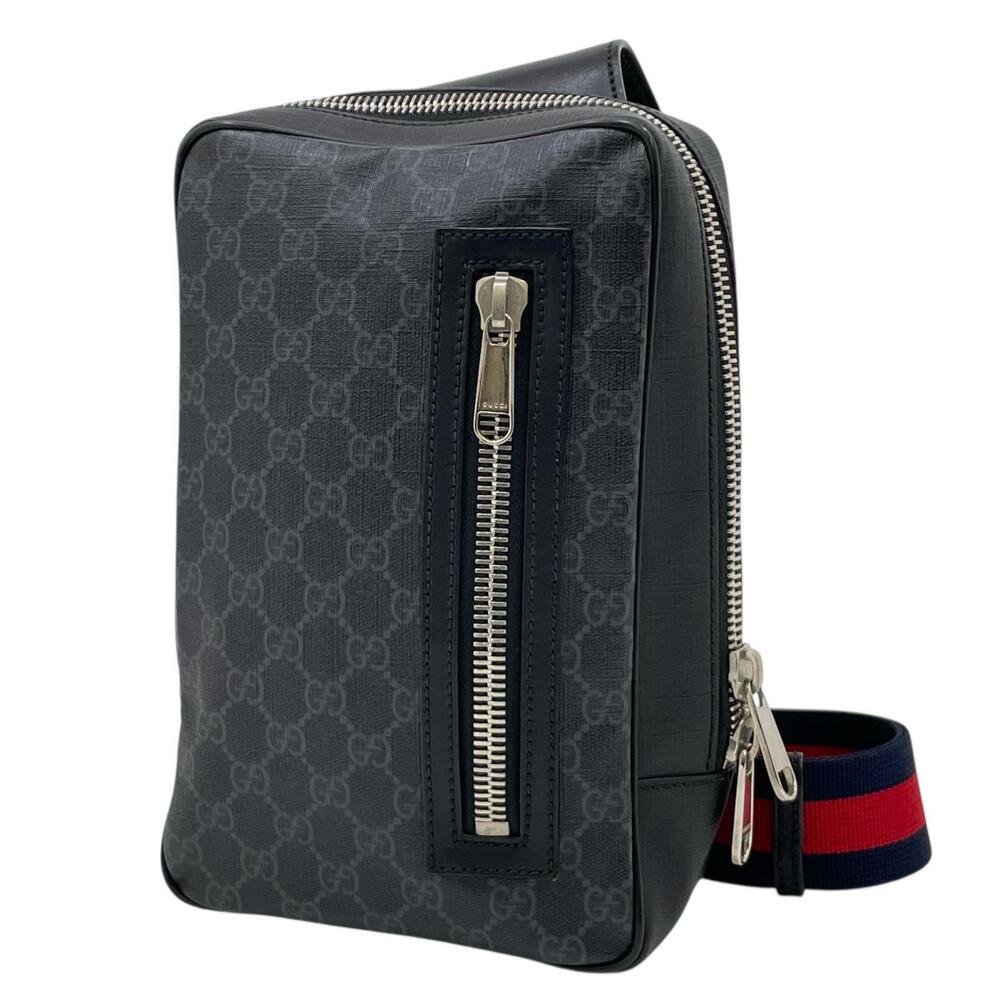 Gucci GG Supreme Sherry Body Bag Waist Pouch Clutch Black